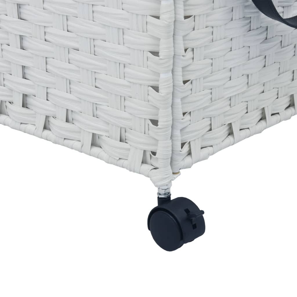 vidaXL Cesto para ropa sucia con ruedas ratán blanco 60x35x60,5 cm