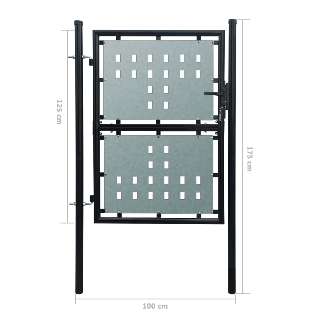 vidaXL Puerta de valla de jardín negra 100x175 cm