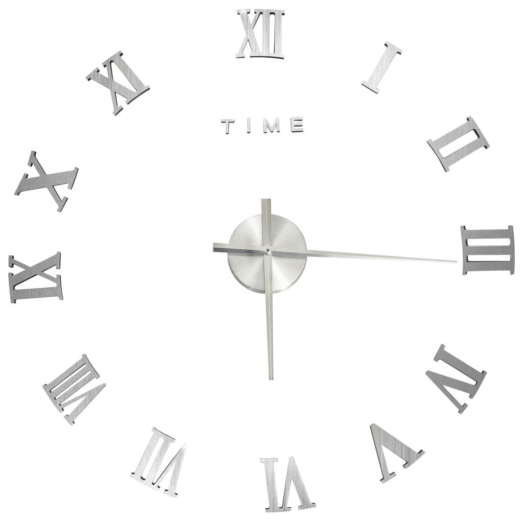 vidaXL Reloj 3D de pared con diseño moderno plateado 100 cm XXL