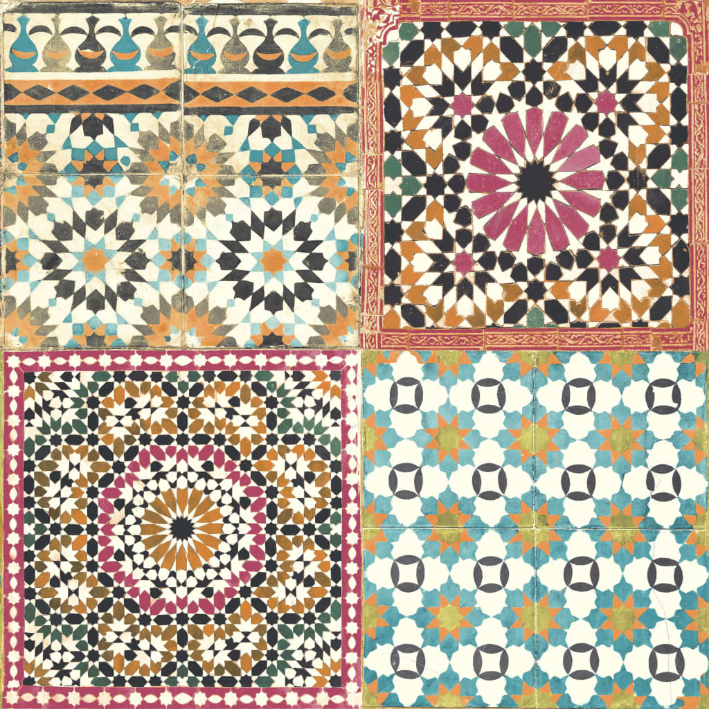 DUTCH WALLCOVERINGS Papel pintado azulejos árabes multicolor