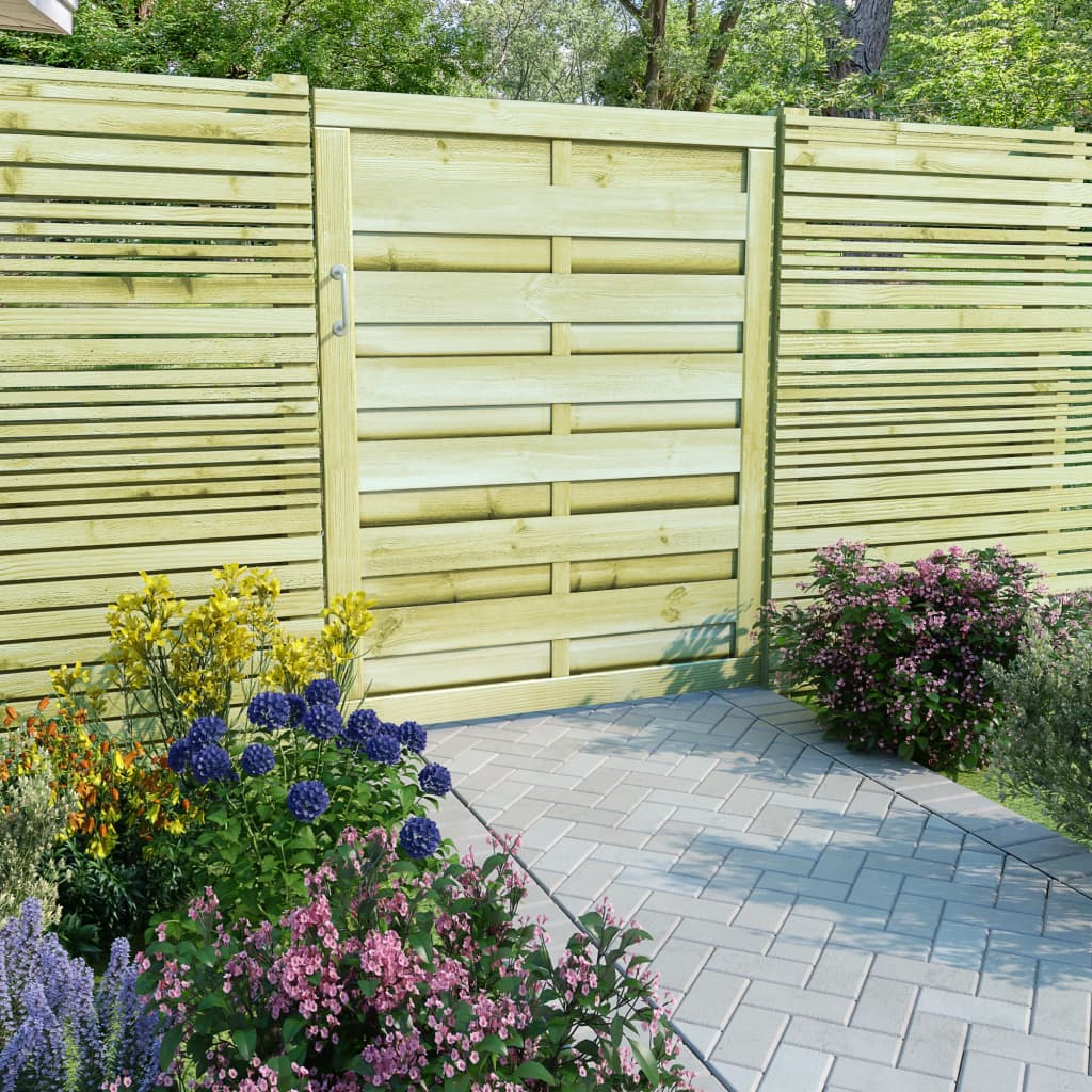 vidaXL Puerta de valla madera de pino impregnada verde 100x125 cm