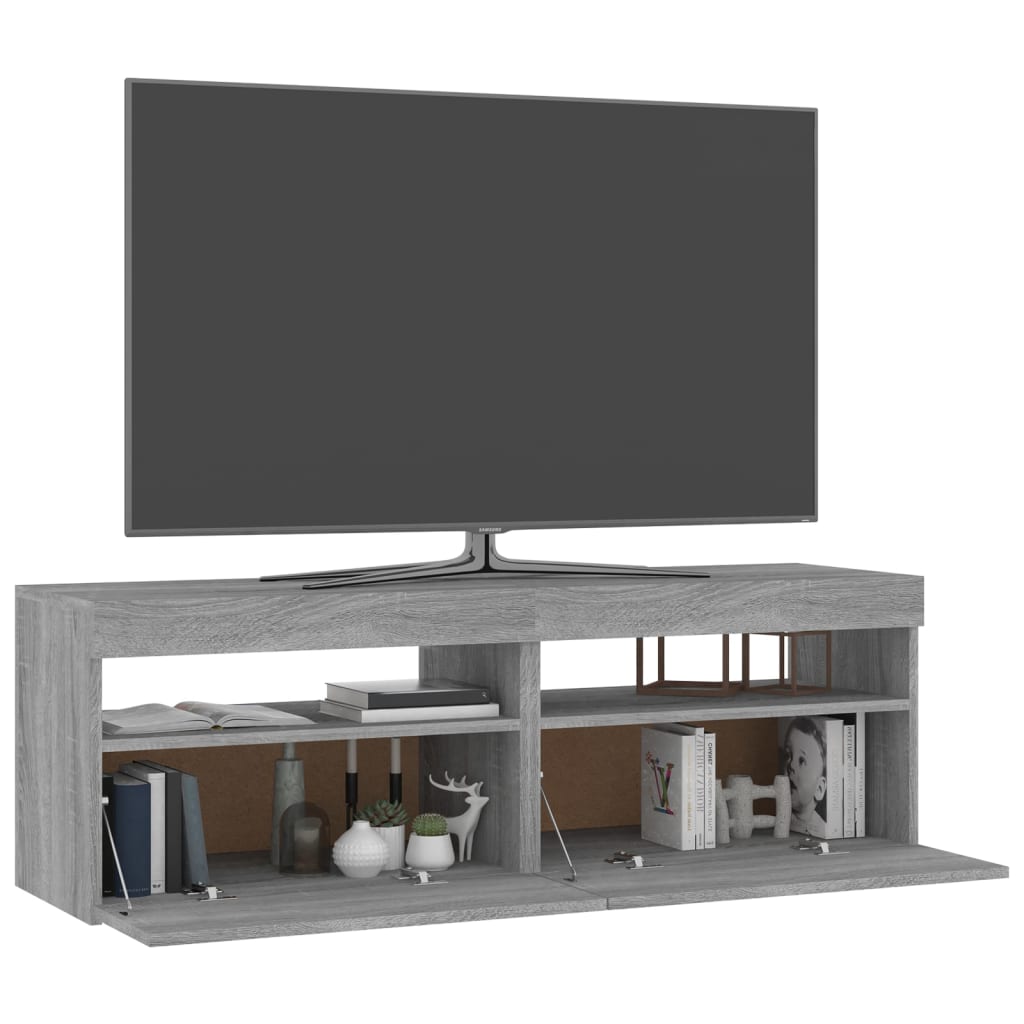 vidaXL Muebles de TV 2 uds con luces LED gris Sonoma 60x35x40 cm