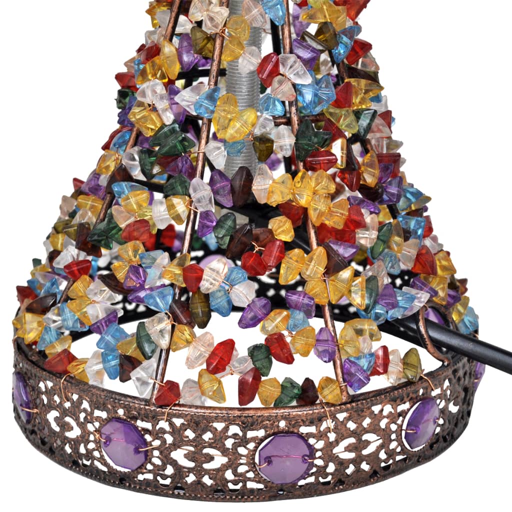Lámpara de mesa multicolor con adornos de cristal