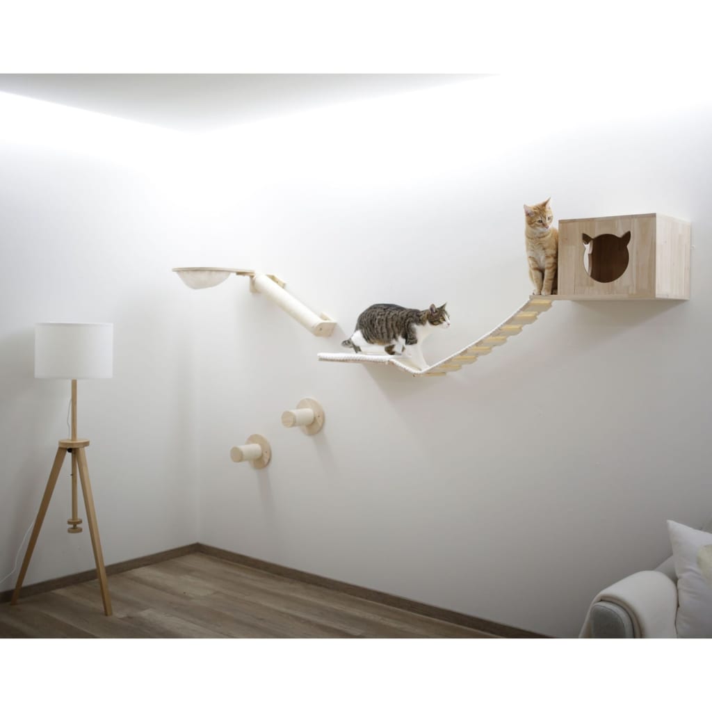 Kerbl Recorrido mural para gatos Andes blanco y natural 52x40x30 cm