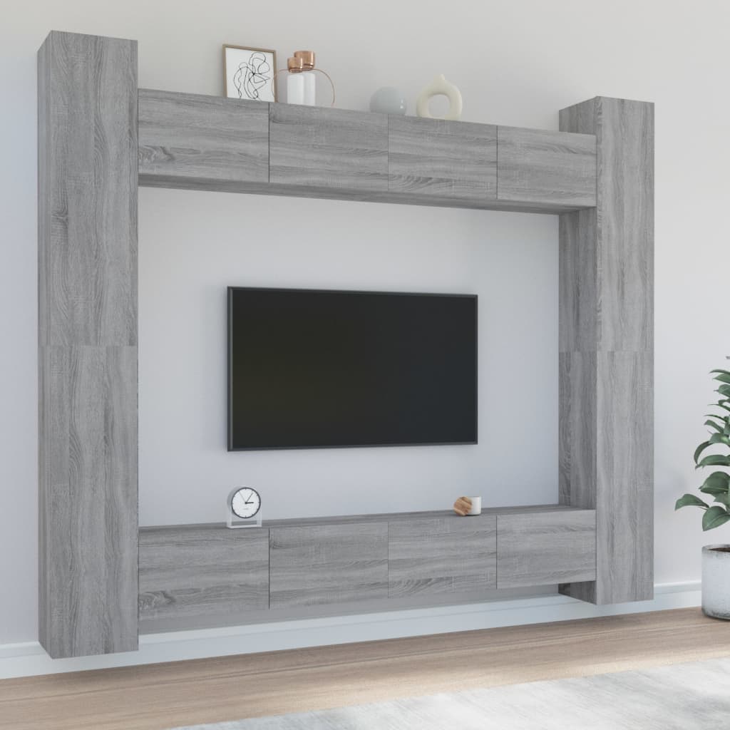 vidaXL Set de muebles para TV 8 pzas madera contrachapada gris Sonoma