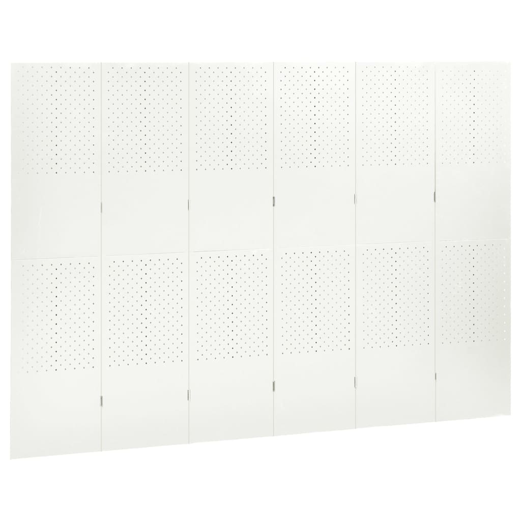 vidaXL Biombos divisores de 6 paneles 2 uds blanco acero 240x180 cm
