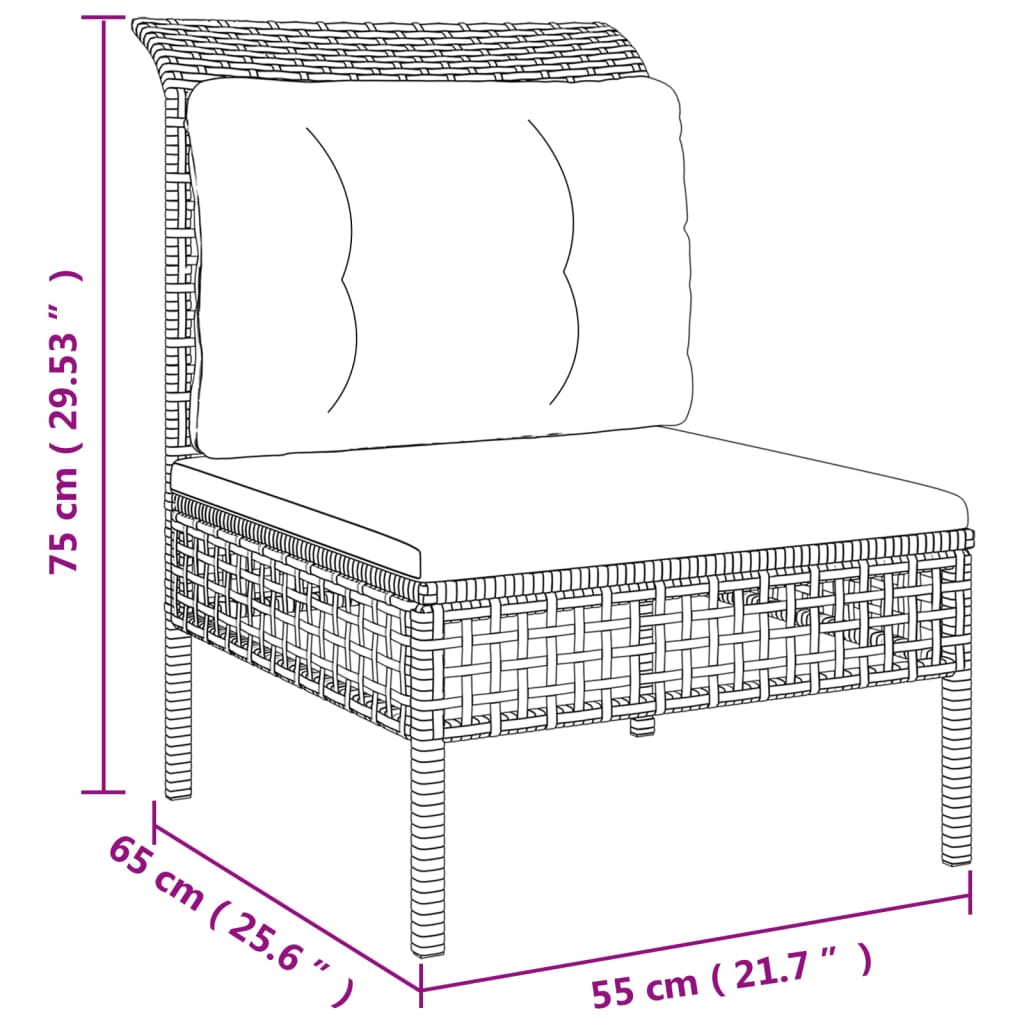 vidaXL Set de muebles de jardín 5 pzas y cojines ratán sintético gris