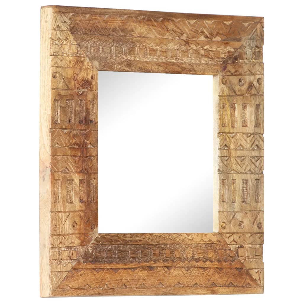 vidaXL Espejo tallado a mano madera maciza de mango 50x50x2,5 cm