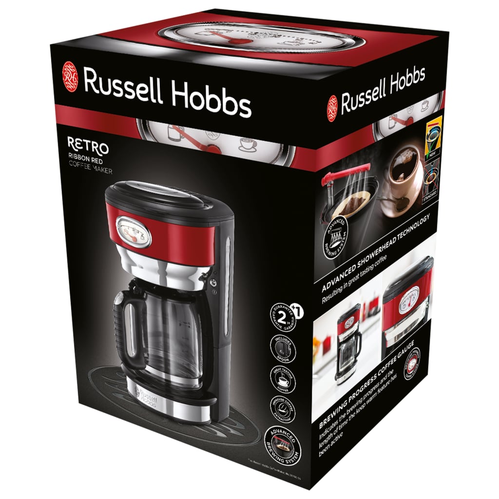 Russell Hobbs Cafetera Retro cinta roja 1000 W 1,25 L