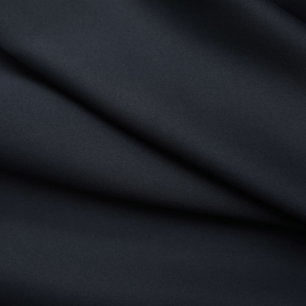 vidaXL Cortina opaca con ganchos negro 290x245 cm