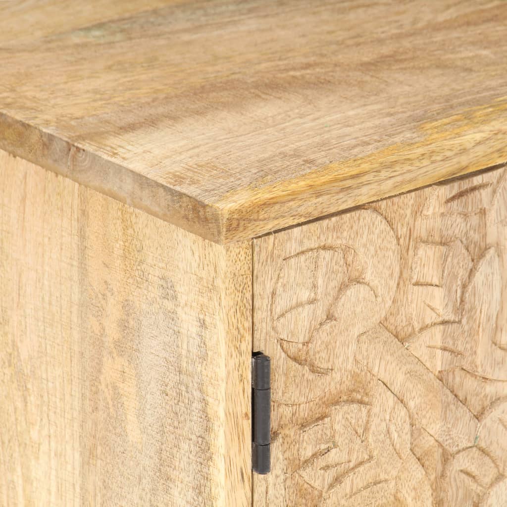 vidaXL Mesita de noche tallada de madera maciza de mango 40x30x50 cm