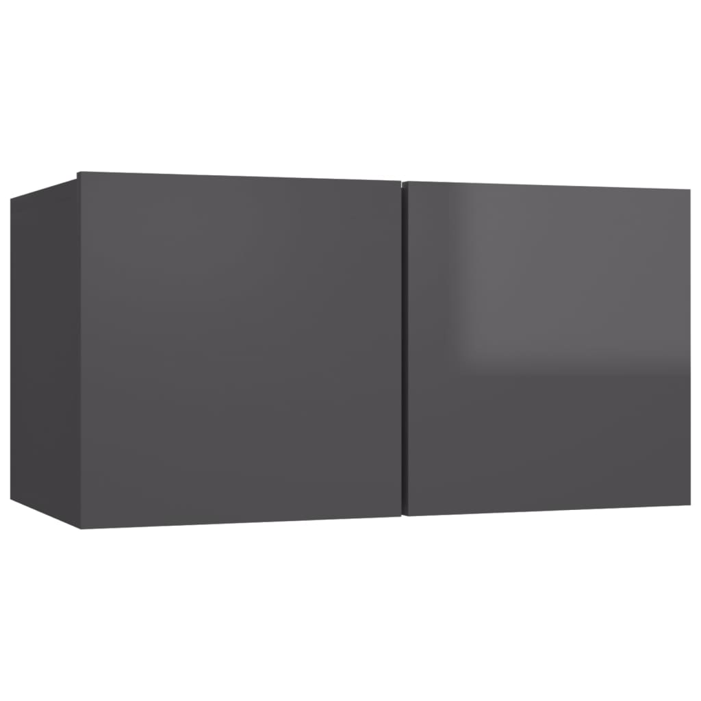 vidaXL Muebles de TV de salón 10 pzas madera de ingeniería gris brillo