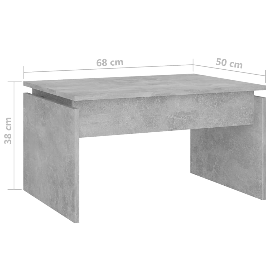 vidaXL Mesa de centro madera contrachapada gris hormigón 68x50x38 cm