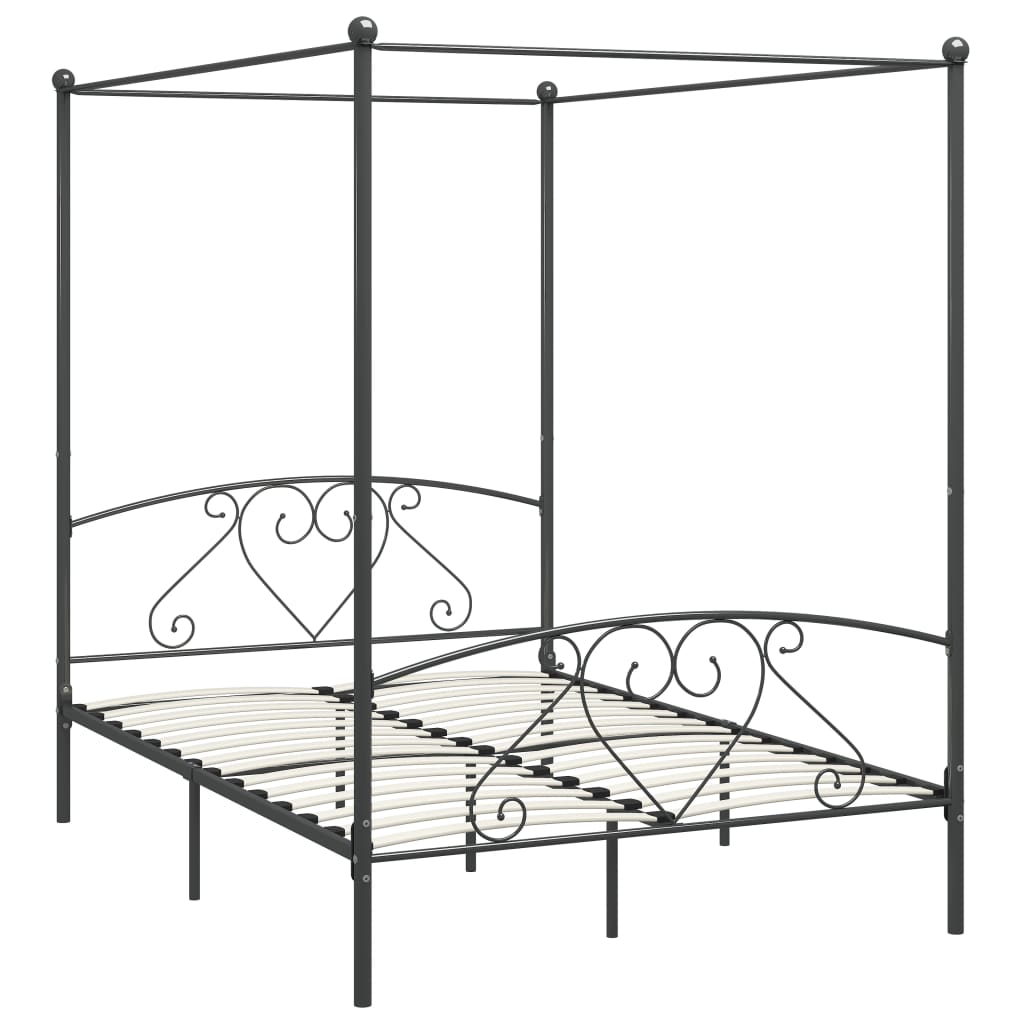 vidaXL Estructura de cama con dosel metal gris 140x200 cm