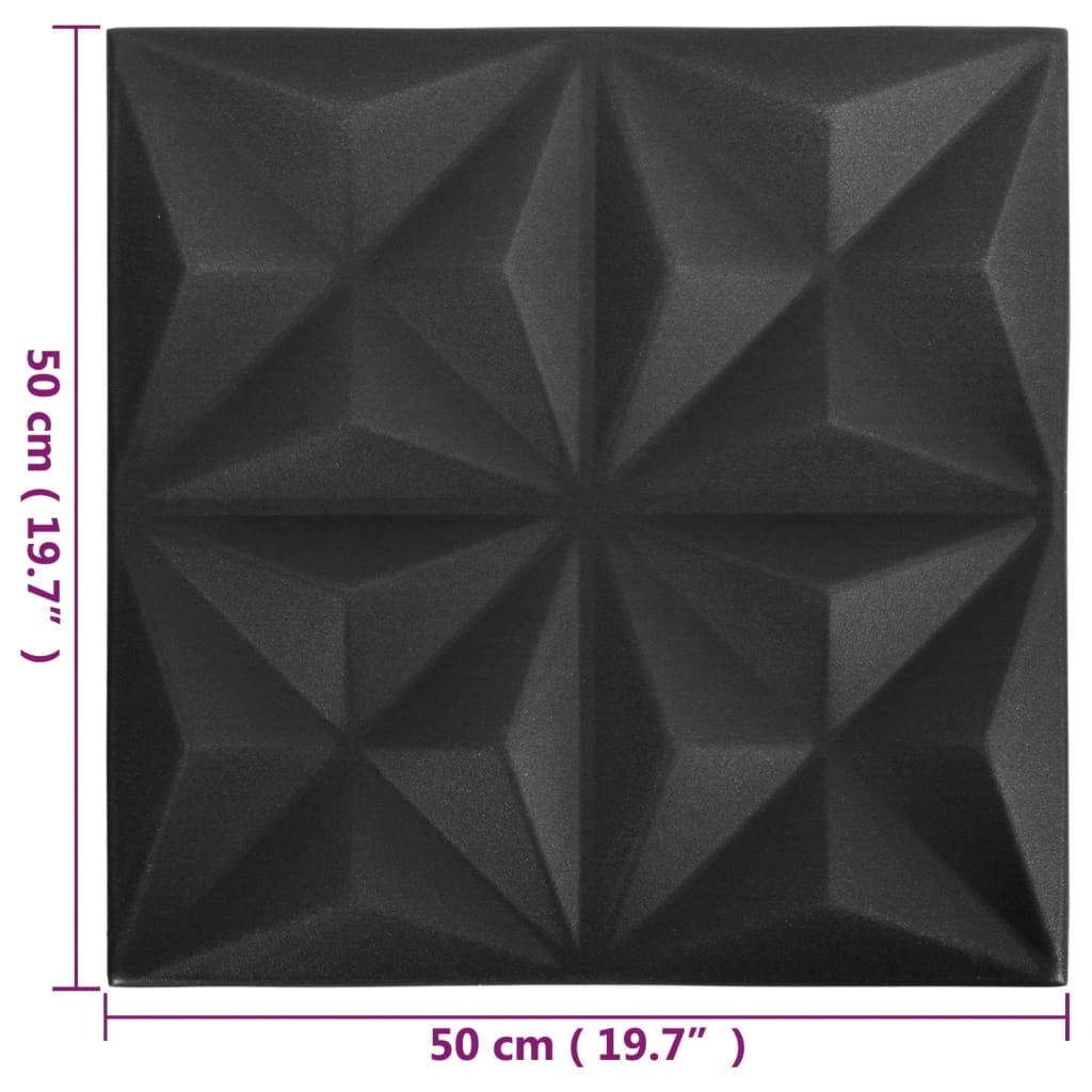 vidaXL Paneles de pared 3D 24 unidades negro origami 6 m² 50x50 cm