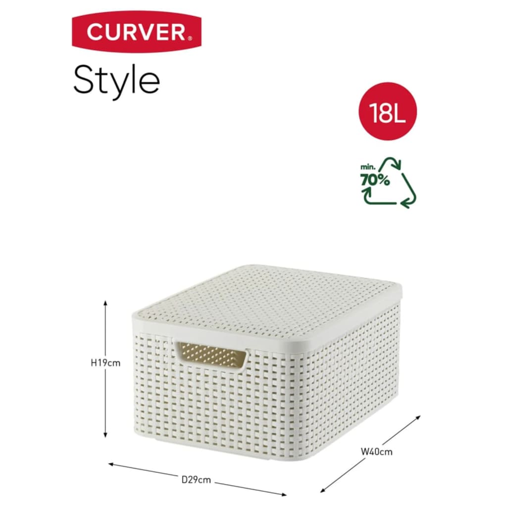 Curver Caja de almacenaje con tapa Style blanco crema M 18 L