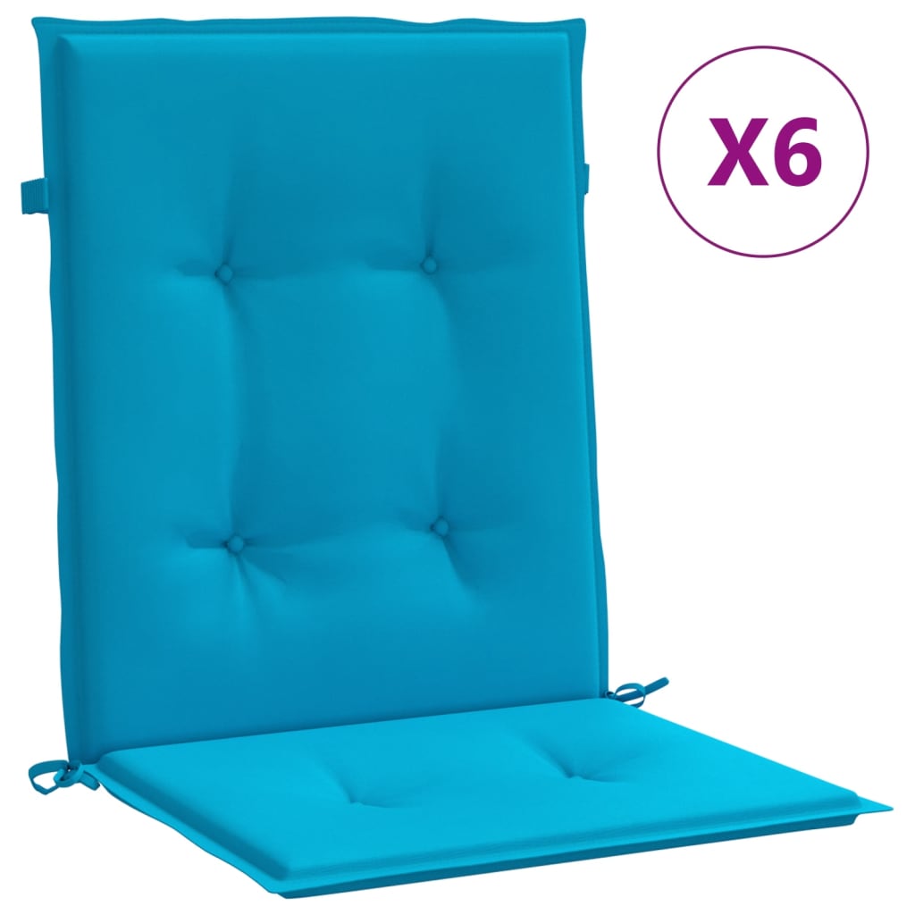 vidaXL Cojín silla jardín respaldo bajo 6 uds tela Oxford azul