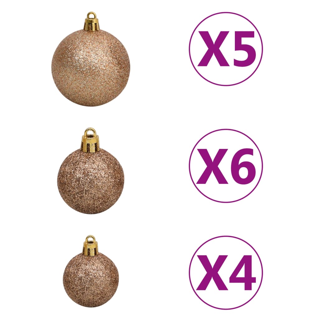 vidaXL Set de árbol de Navidad estrecho con LED y bola plateado 150 cm