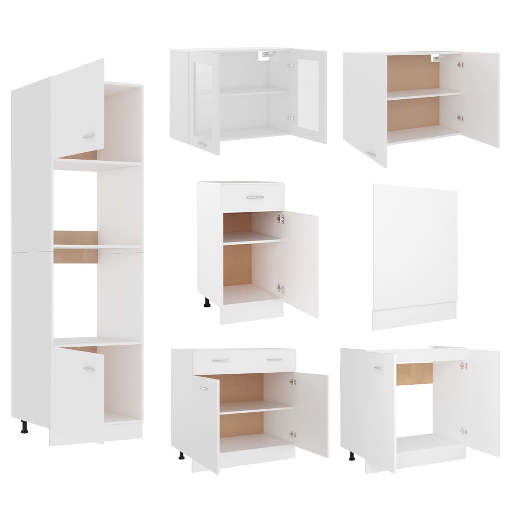 vidaXL Juego de muebles de cocina 7 piezas madera de ingeniería blanco