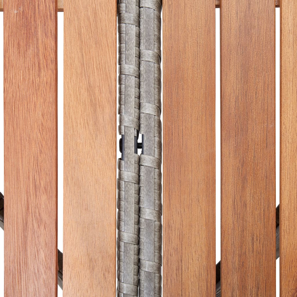 vidaXL Mesa de jardín de ratán sintético madera acacia gris 115x74 cm
