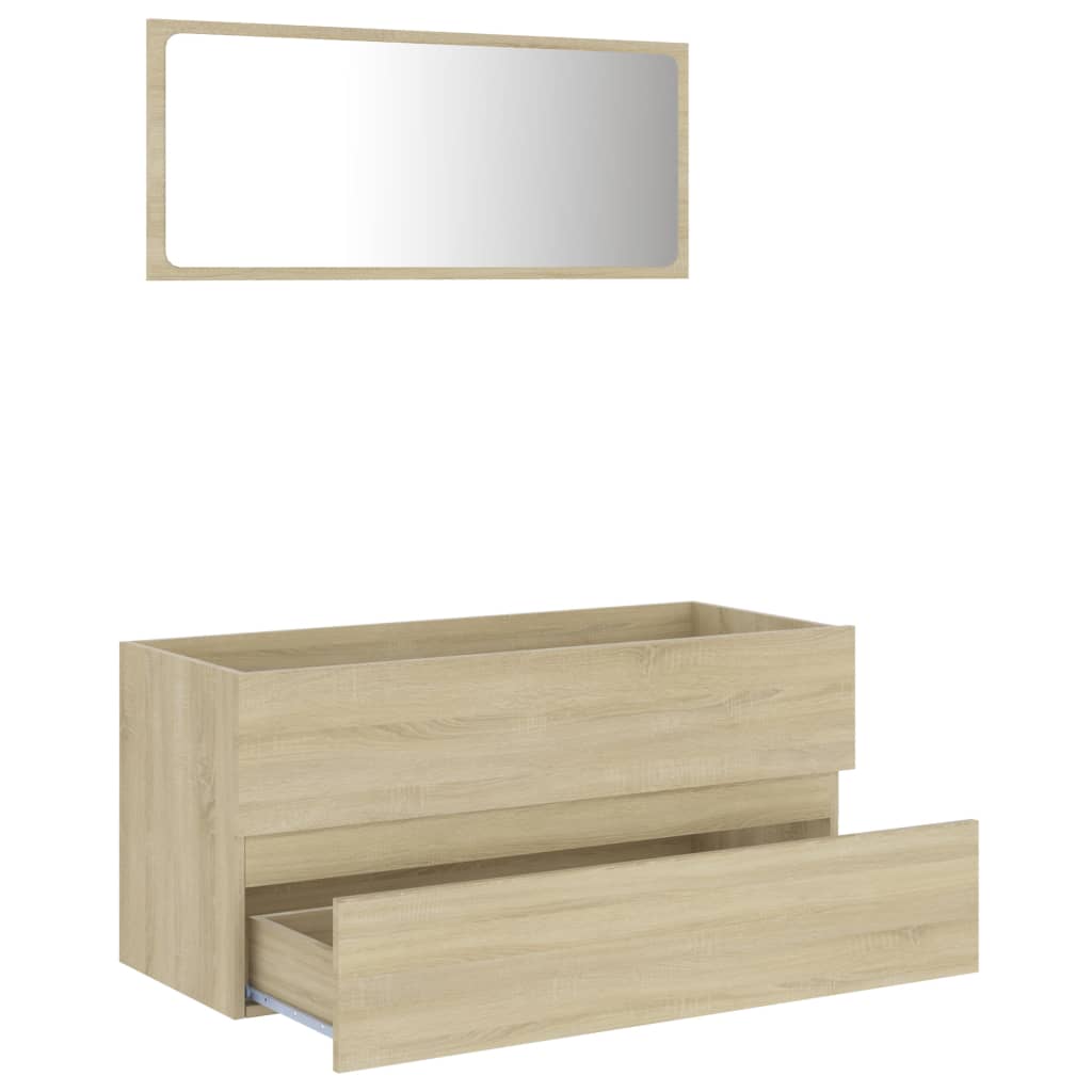 vidaXL Set de muebles de baño 2 pzas madera contrachapada roble sonoma