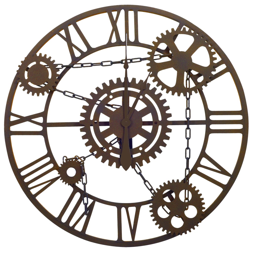 vidaXL Reloj de pared de metal marrón 80 cm