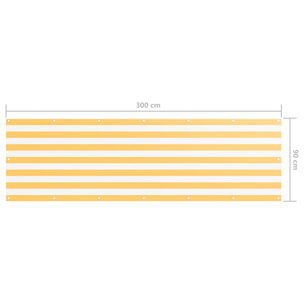 vidaXL Toldo para balcón tela oxford blanco y amarillo 90x300 cm