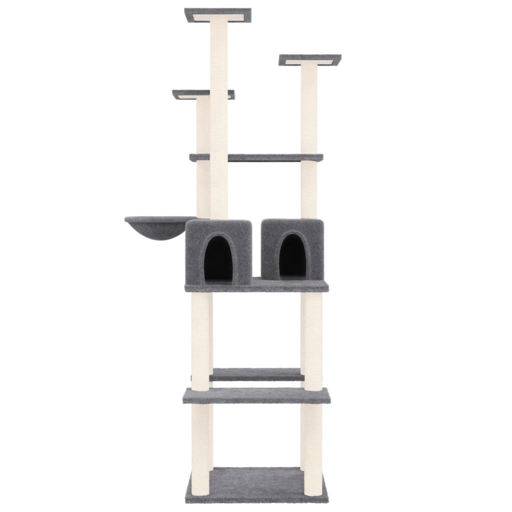 vidaXL Rascador para gatos con postes de sisal gris oscuro 167 cm