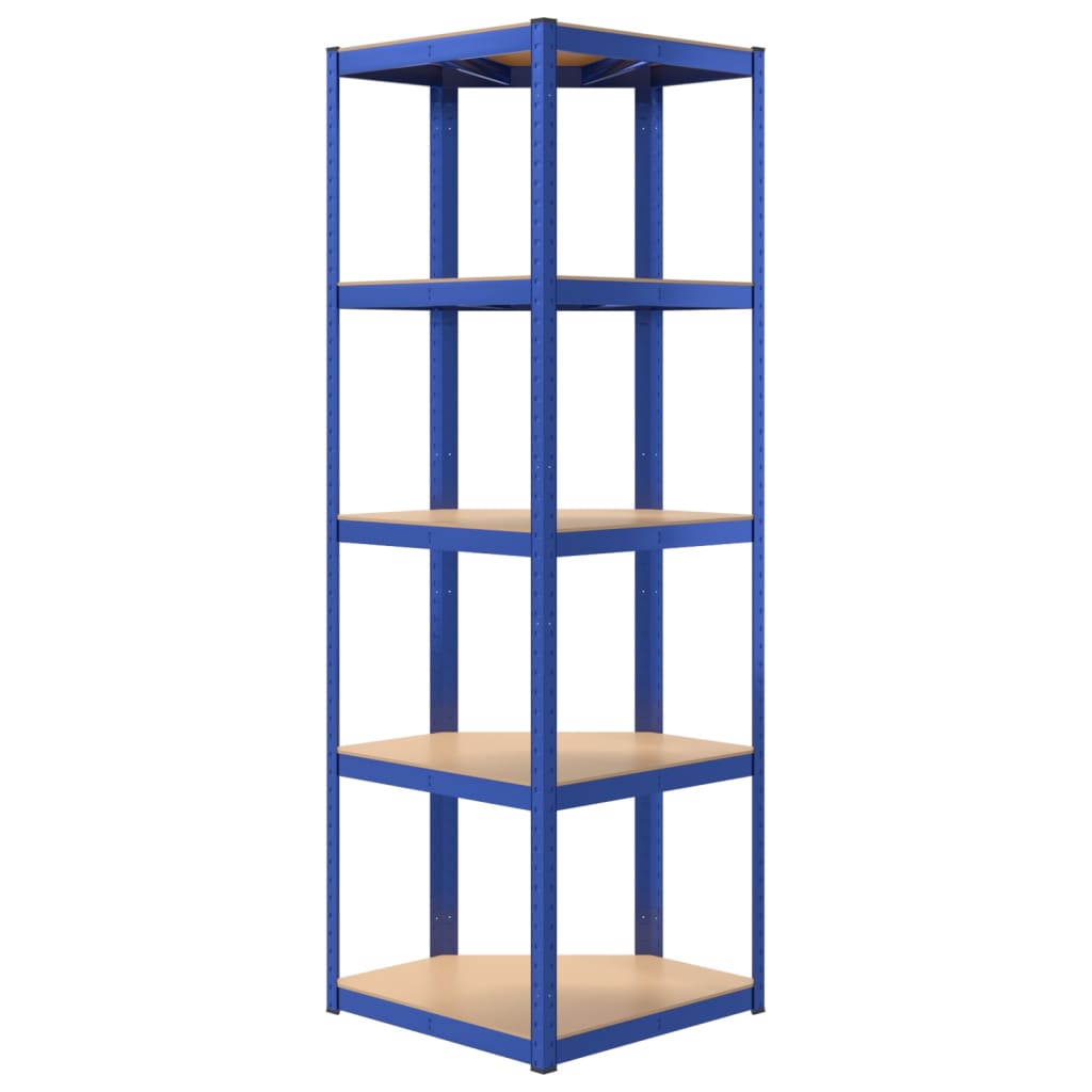 vidaXL Estantería 5 niveles 2 uds acero y madera contrachapada azul