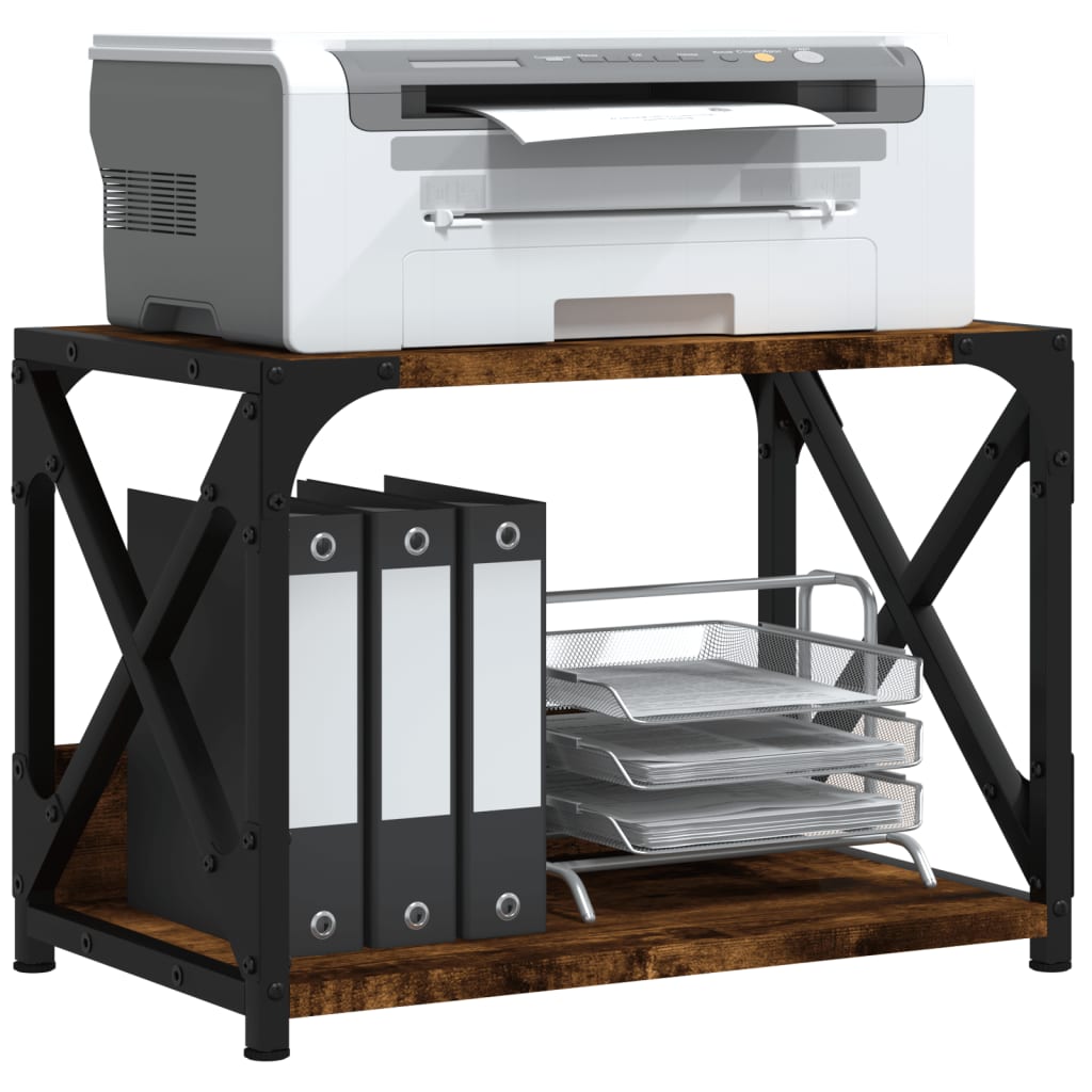 vidaXL Soporte de impresora 2 niveles roble ahumado 44x26x31,5 cm