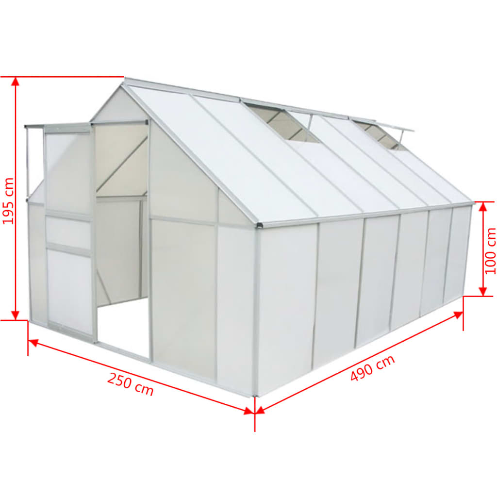 vidaXL Invernadero de policarbonato y aluminio 490x250x195 cm