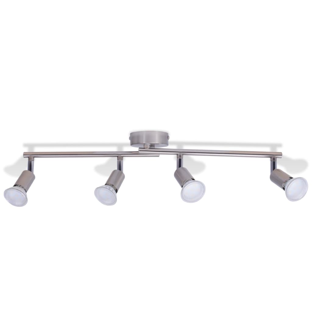 vidaXL Lámpara de techo con 4 focos LED de níquel satinado