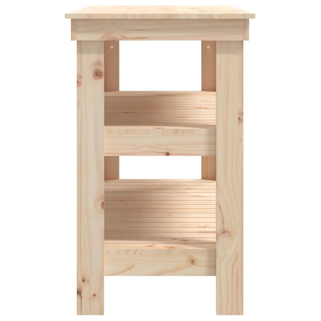 vidaXL Banco de trabajo de madera maciza de pino 110,5x50x80 cm