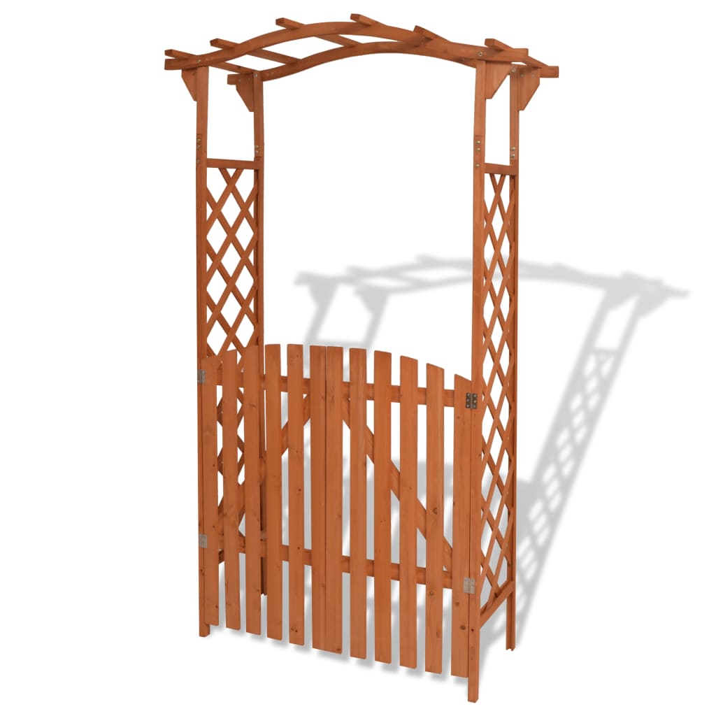 vidaXL Arco de jardín con puerta de madera maciza 120x60x205 cm