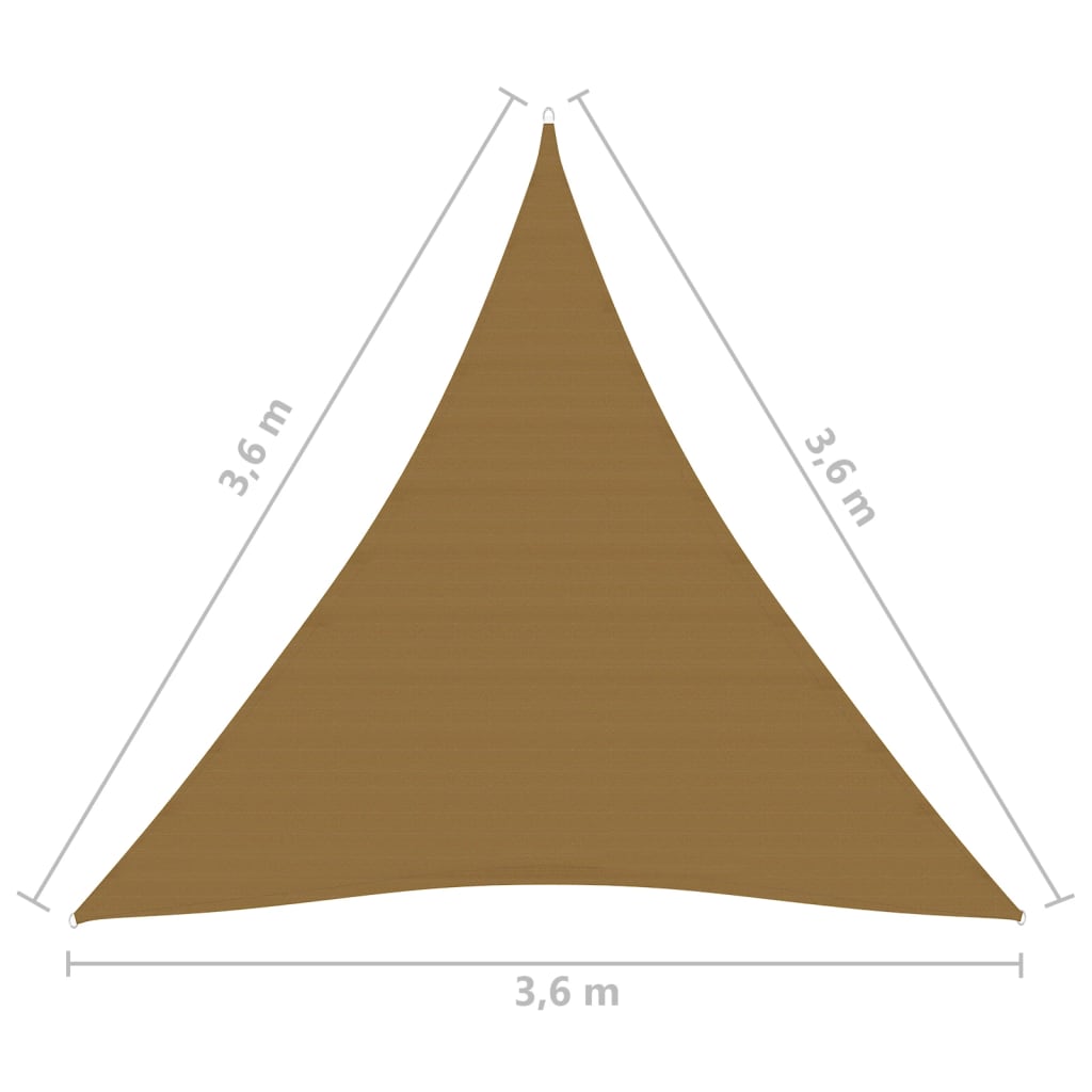 vidaXL Toldo de vela HDPE gris taupe 160 g/m² 3,6x3,6x3,6 m