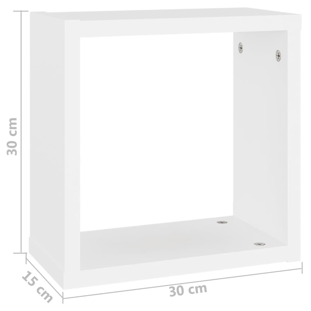 vidaXL Estantes cubo de pared 2 unidades blanco 30x15x30 cm