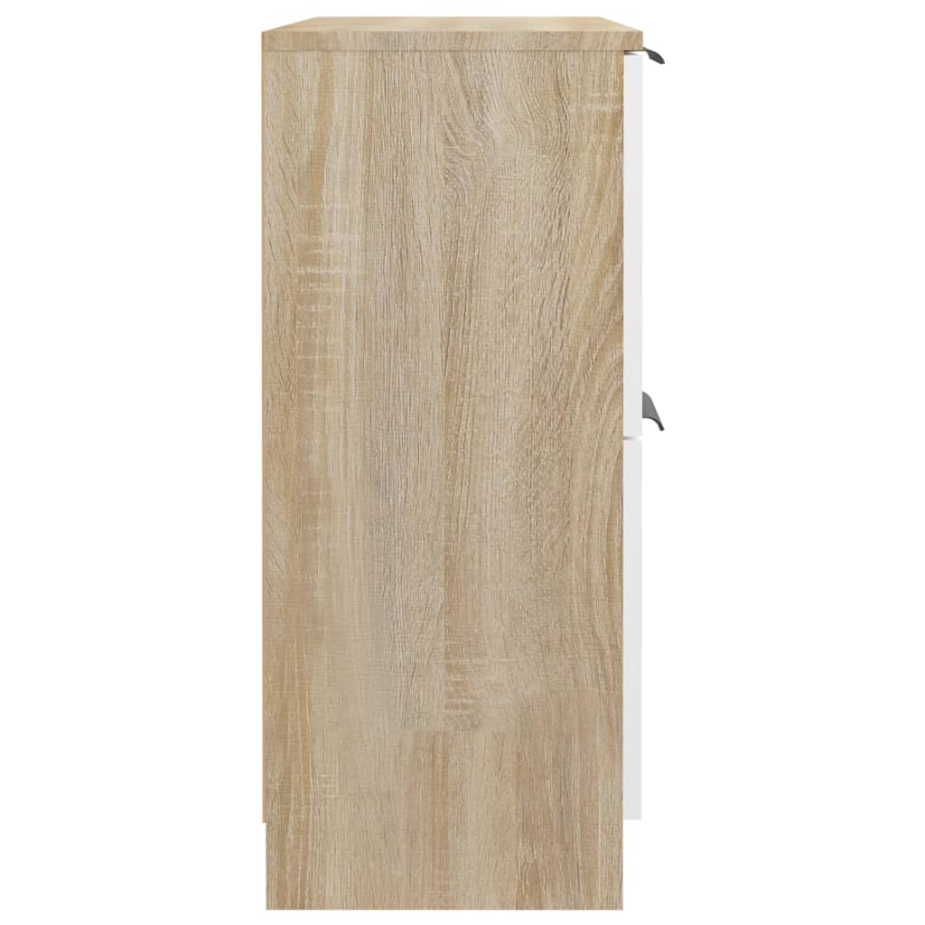 vidaXL Aparador madera contrachapada blanco y roble Sonoma 60x30x70 cm