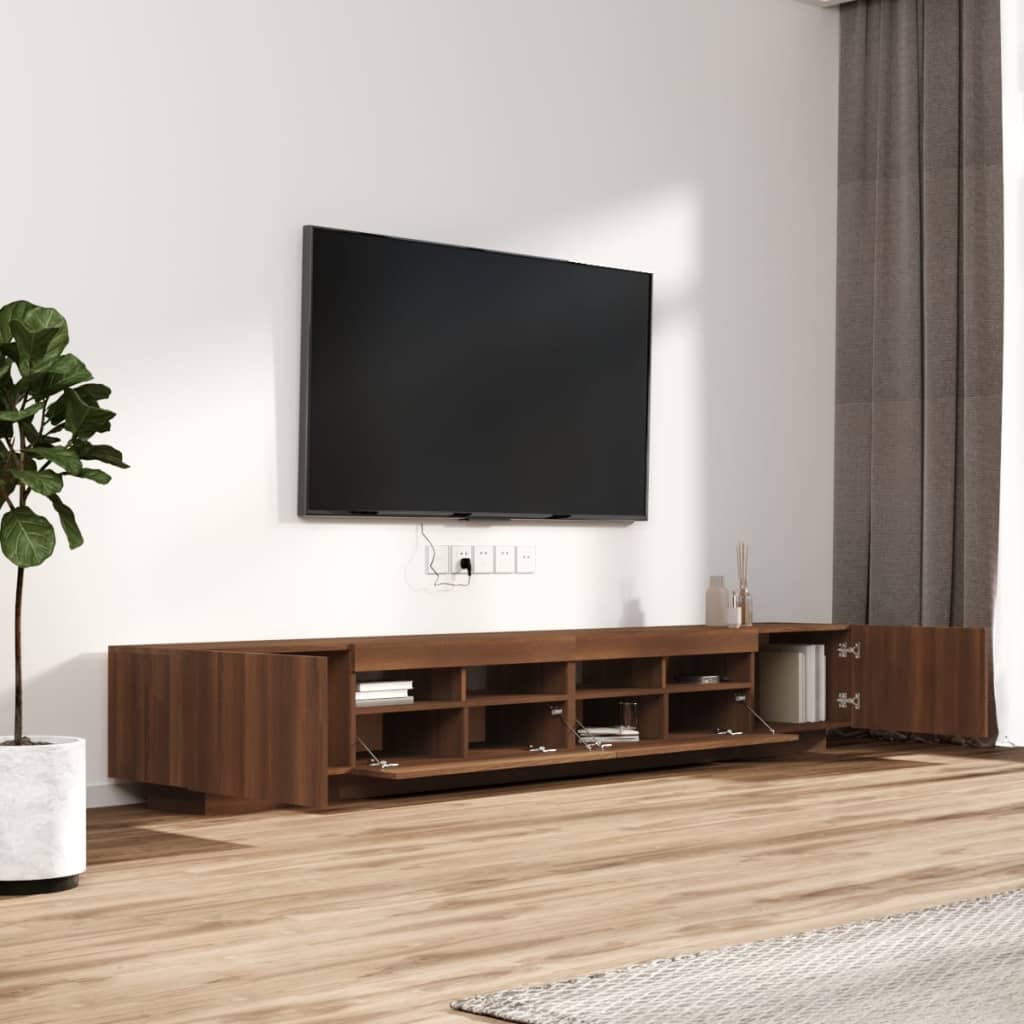 vidaXL Set muebles TV con LED 2 pzas madera contrachapada marrón roble