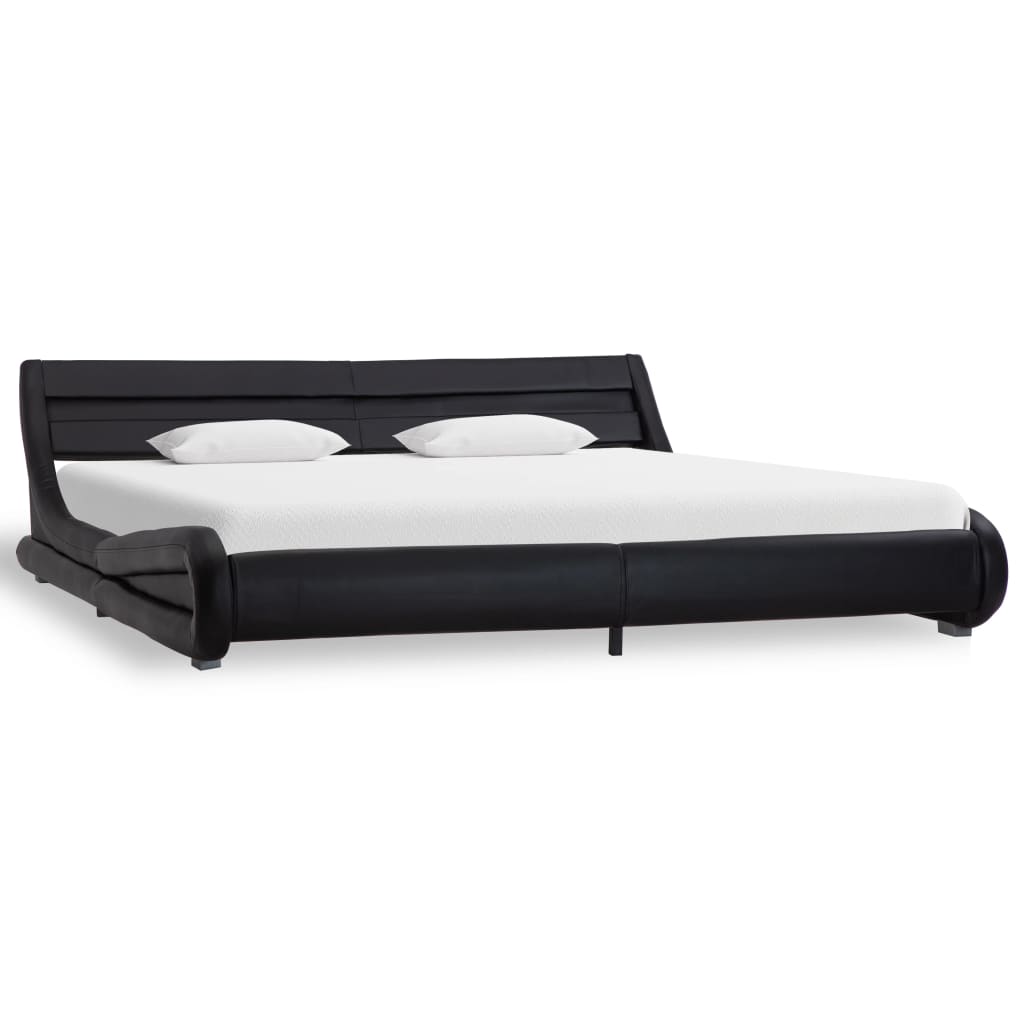 vidaXL Estructura de cama con LED cuero sintético negro 180x200 cm