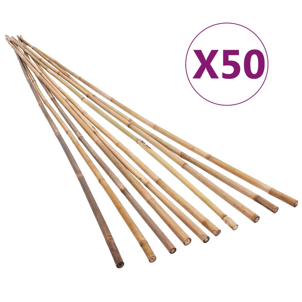 vidaXL Estacas de bambú de jardín 50 piezas 150 cm