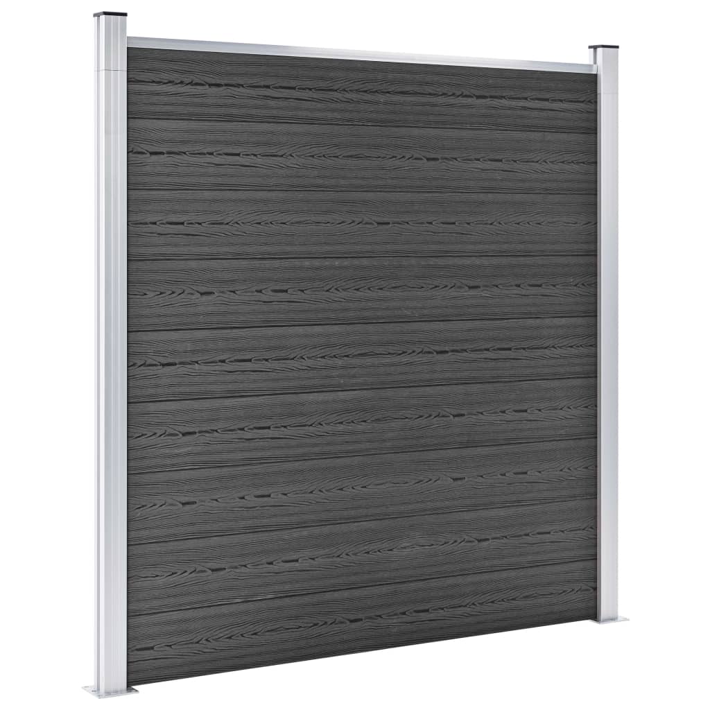 vidaXL Set de paneles de valla WPC negro 1138x(105-186) cm