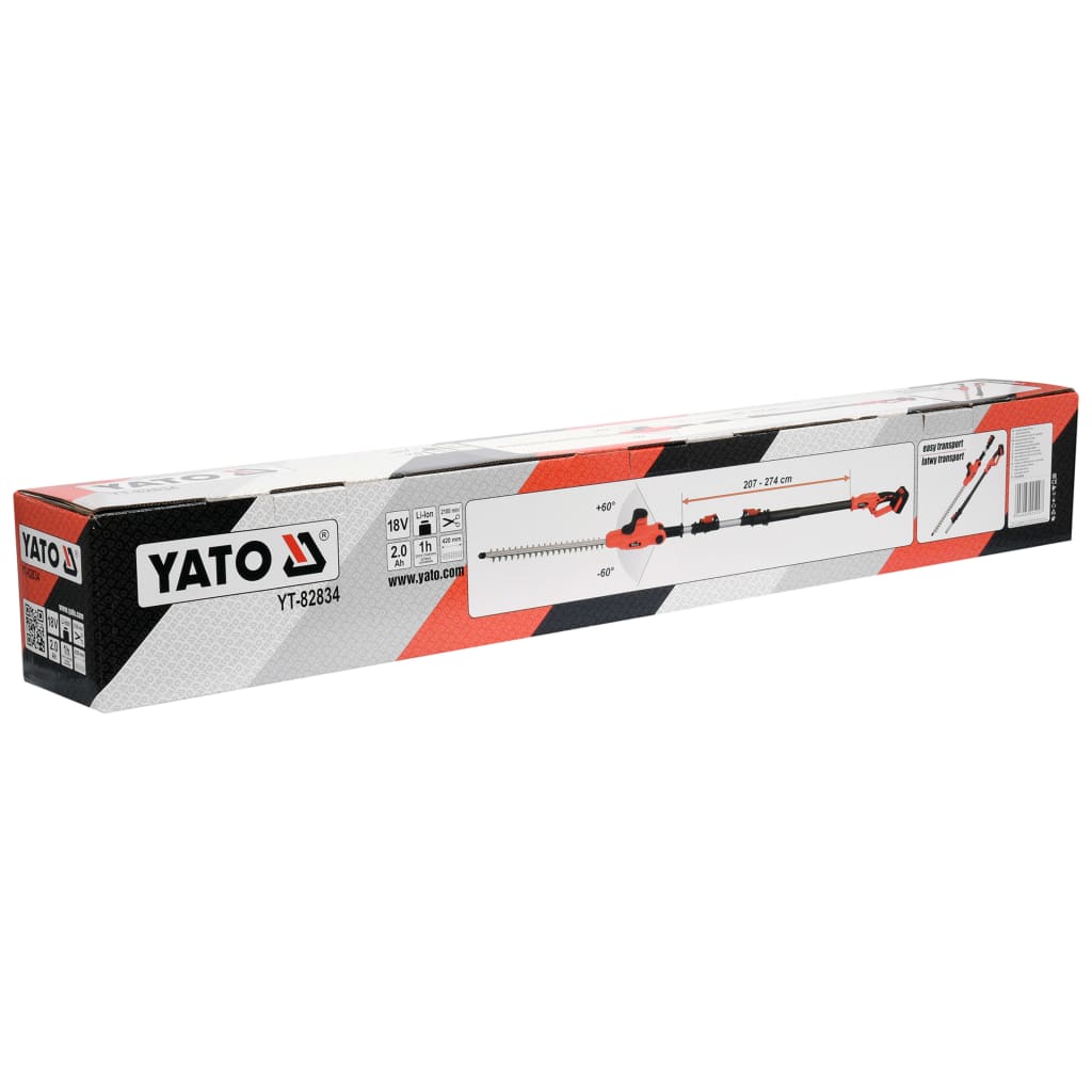 YATO Cortasetos con batería de iones de litio 2,0 Ah 18 V 420 mm
