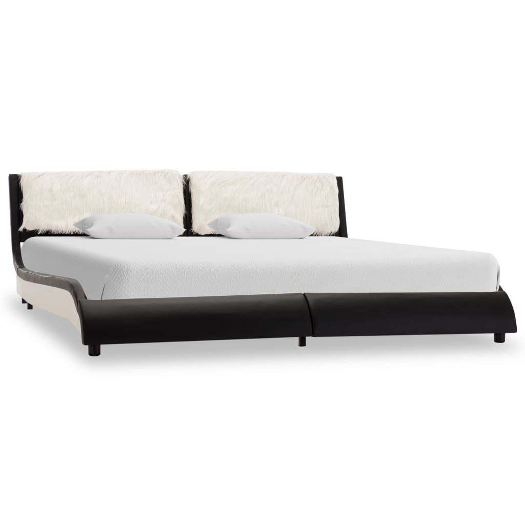 vidaXL Estructura de cama cuero sintético negro y blanco 180x200 cm