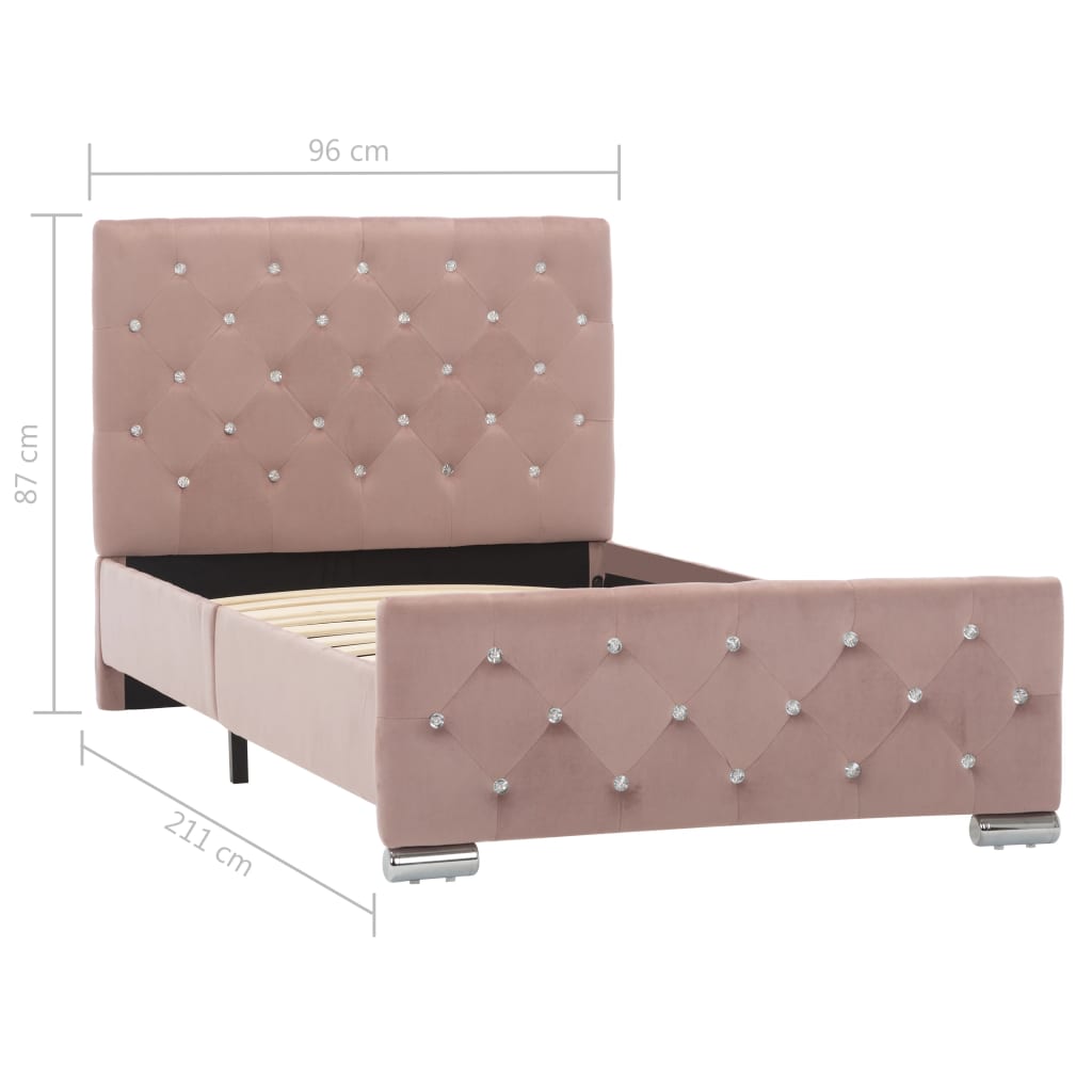 vidaXL Estructura de cama de terciopelo rosa 90x200 cm