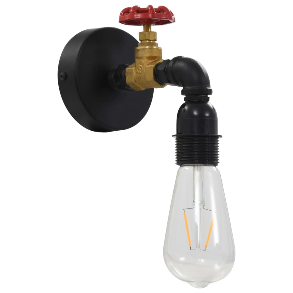 vidaXL Lámpara de pared diseño de grifo negra E27