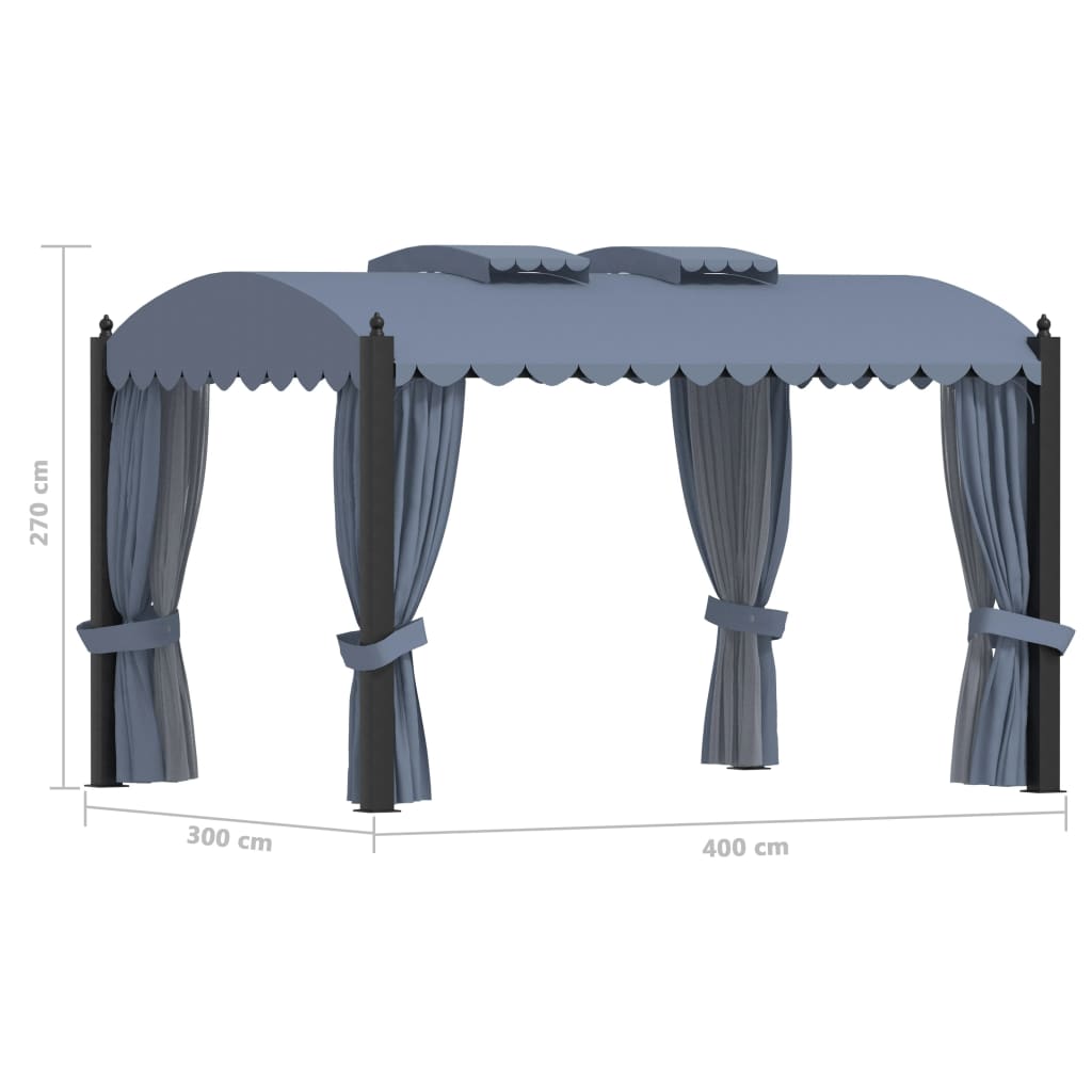vidaXL Cenador con cortinas acero gris antracita 3x4 m