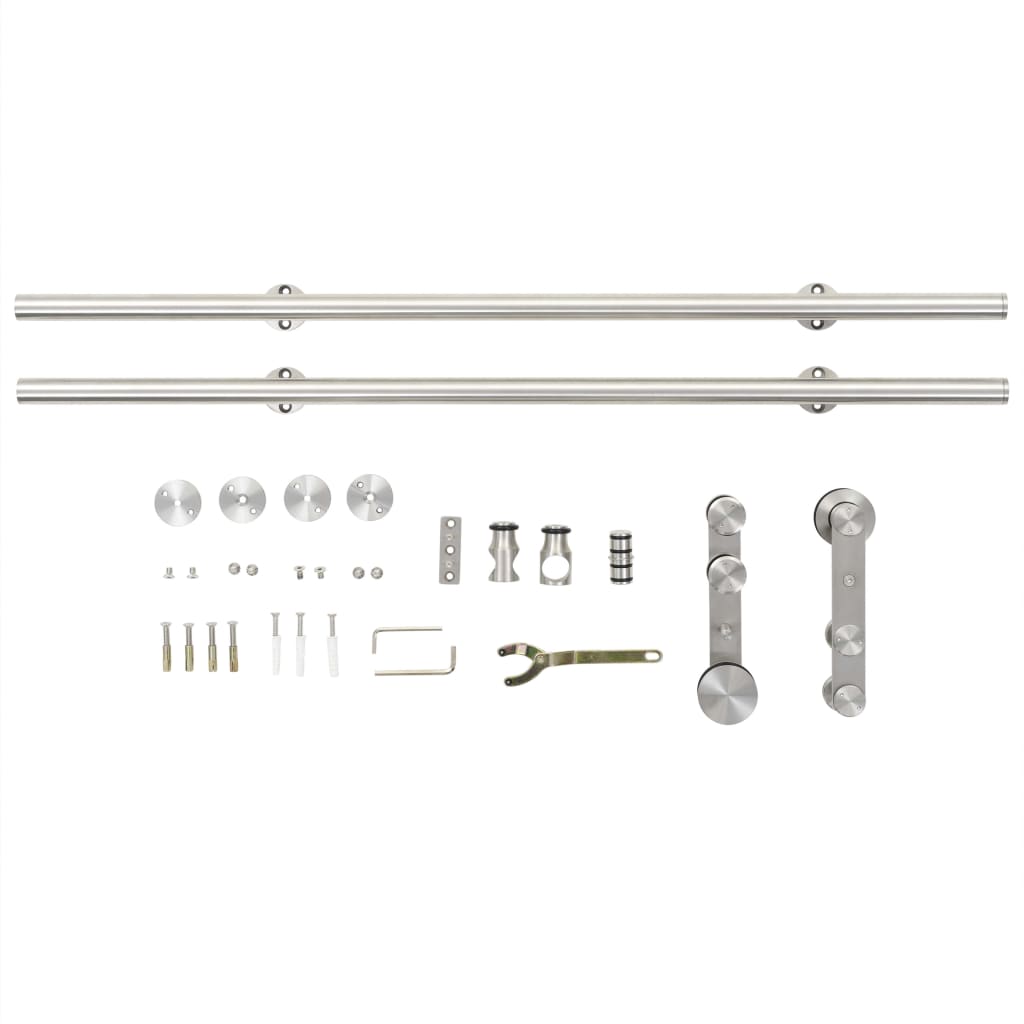 vidaXL Kit de herrajes para puerta corredera 183 cm acero plateado