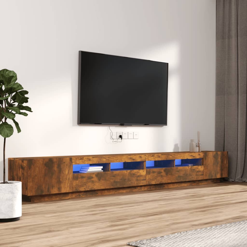 vidaXL Set de muebles TV con LEDS 3 pzas contrachapada roble ahumado