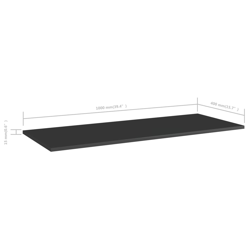 vidaXL Estante estantería 4uds contrachapada negro brillo 100x40x1,5cm