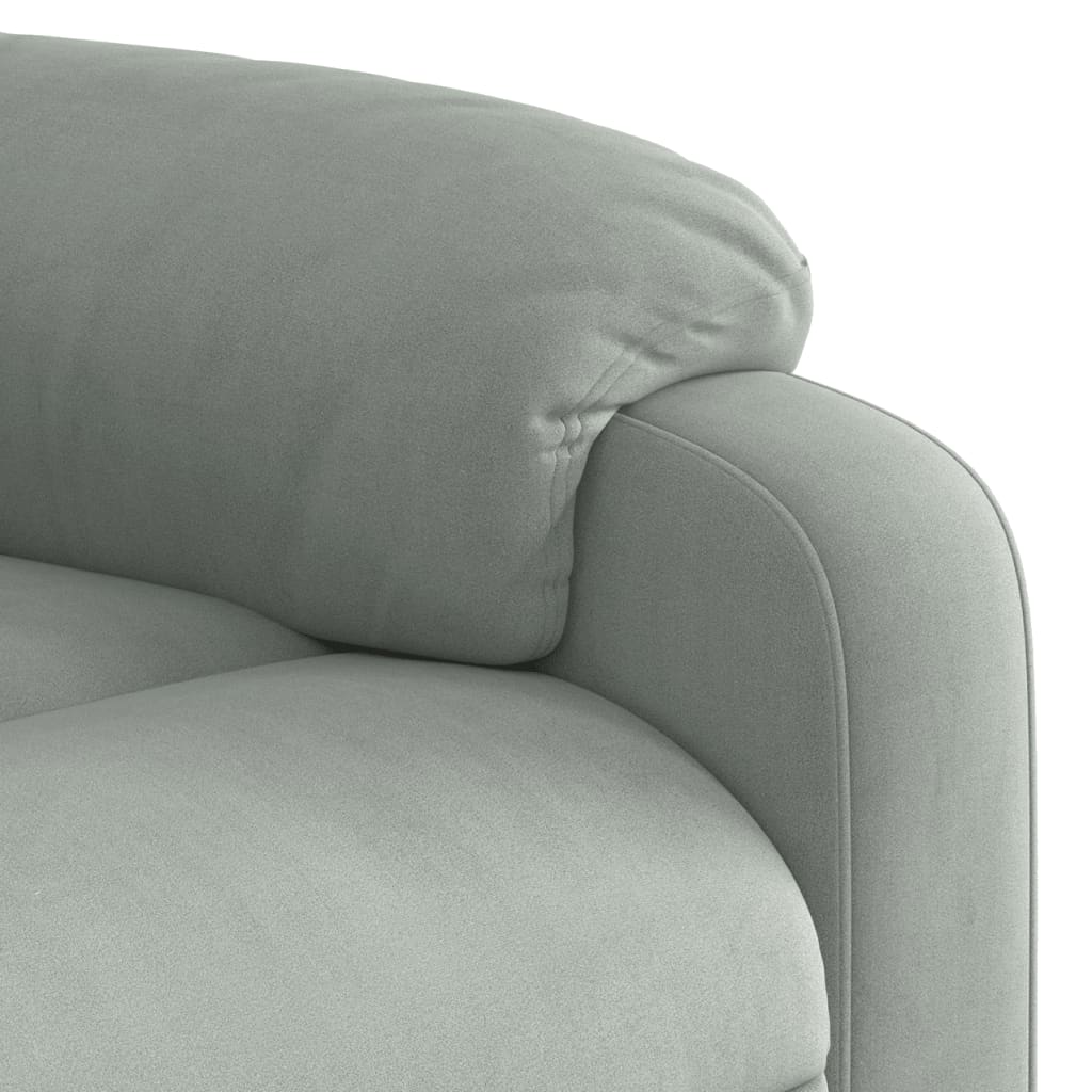 vidaXL Sillón reclinable de masaje elevable terciopelo gris claro